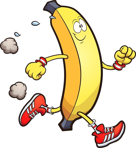 Vetor ilustração de banana correndo
