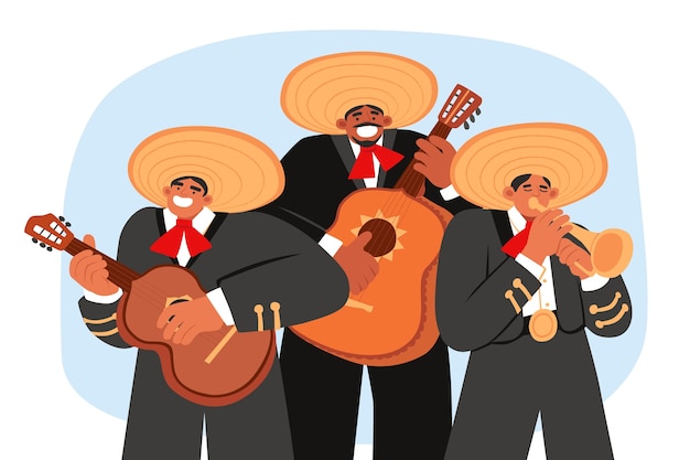 Vetor ilustração de banda de música latina desenhada à mão