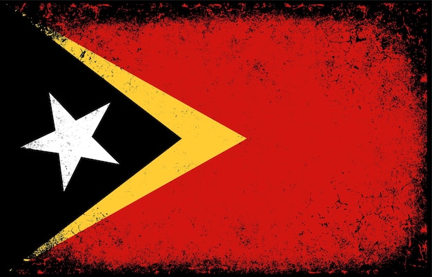 Ilustração de bandeira nacional de timor-leste vintage grunge sujo velho