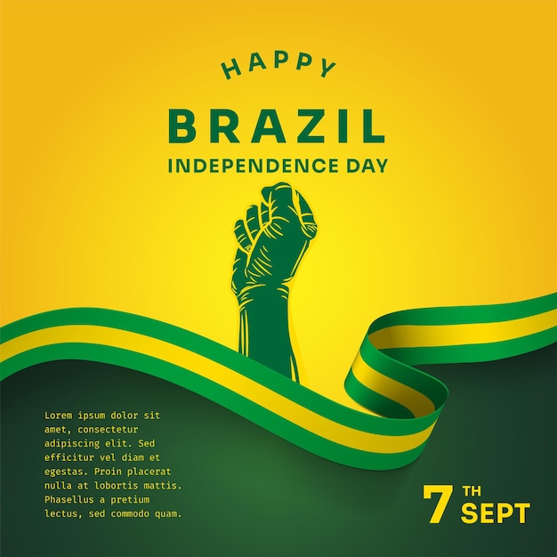 Ilustração de bandeira quadrada da celebração do dia da independência do Brasil com ilustração vetorial de espaço de texto
