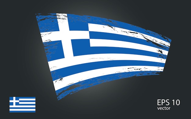Ilustração de bandeira vetorial da grécia visão de trilha de traço de pintura de pincel com bandeira vectorial plana