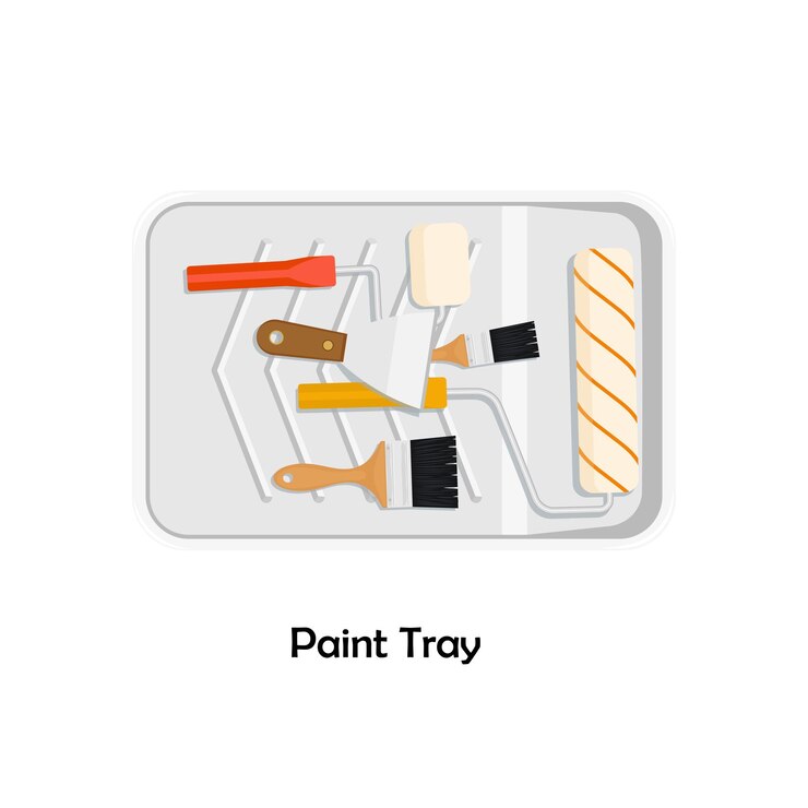 Vetor ilustração de bandeja de cor de pintura vetor plano ferramenta de trabalho ferramenta de diy