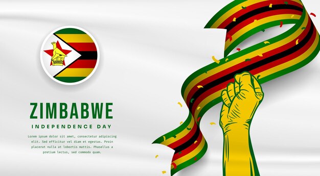 Ilustração de banner da celebração do dia da independência do zimbábue com ilustração vetorial de espaço de texto