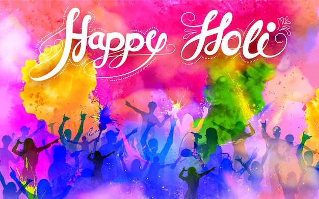 ilustração de banner de festa de DJ para celebração de Holi