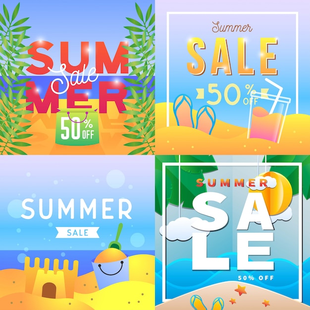 Ilustração de banner de venda de verão