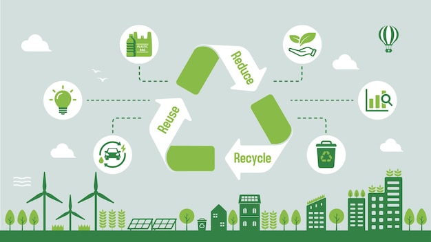 Ilustração de banner de vetor de vida de ecologia de cidade inteligente