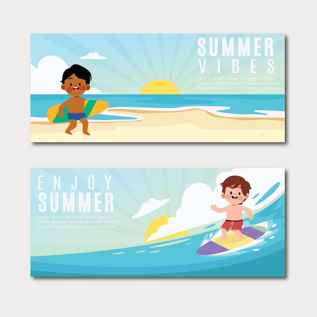 Vetor ilustração de banner fofa de verão