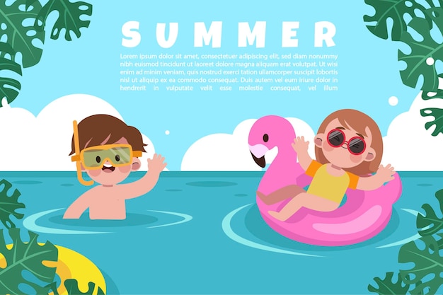 Ilustração de banner fofa de verão