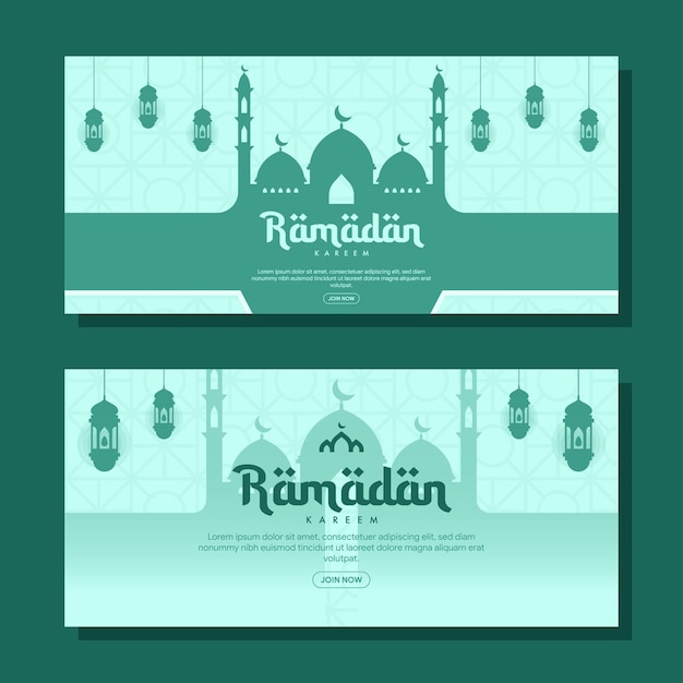 Ilustração de banner horizontal do ramadã em design plano