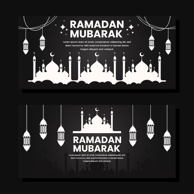 Ilustração de banner horizontal do ramadã em design plano