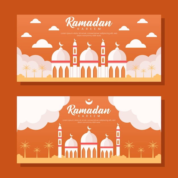 Ilustração de banner horizontal do ramadã em design plano