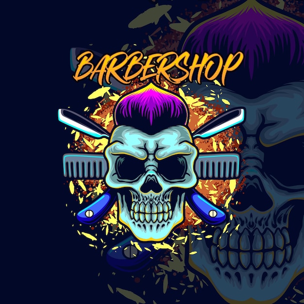 Vetor ilustração de barbearia de caveira