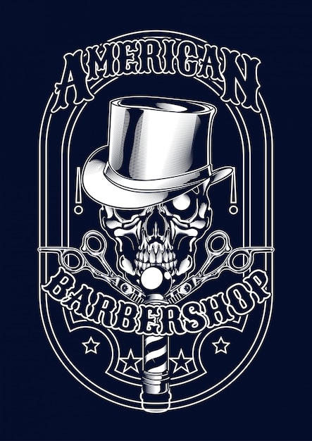 Vetor ilustração de barberskull para t-shirt