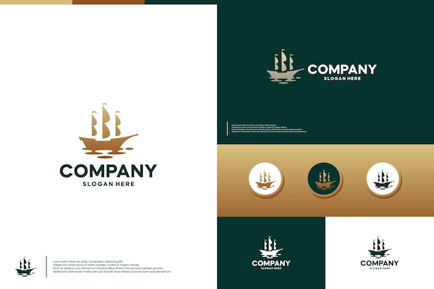 Ilustração de barco a vela inspiração para o design do logotipo do barco a velo