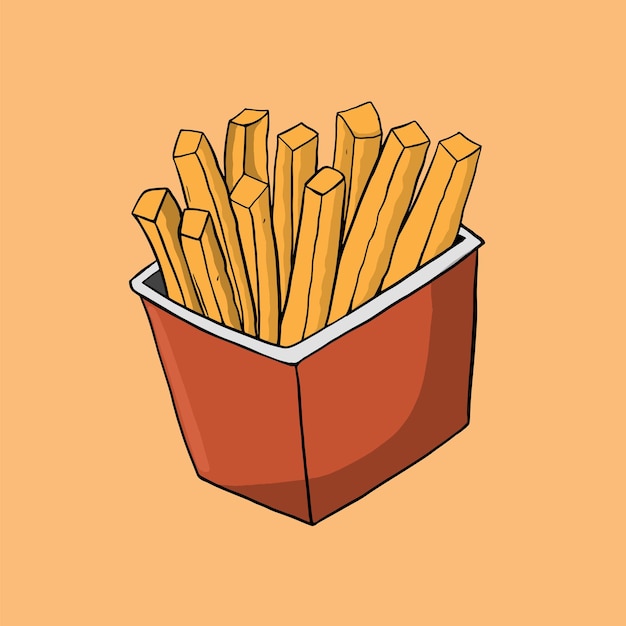 Vetor ilustração de batatas fritas desenhadas à mão