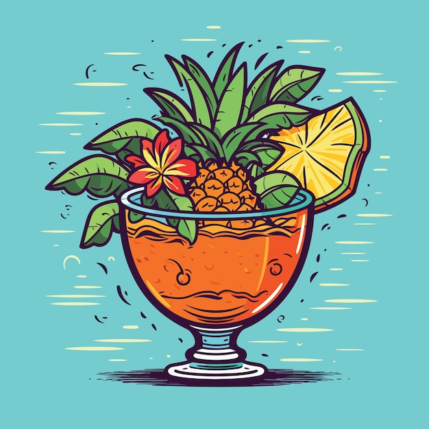 Vetor ilustração de bebida de verão de cauda falsa fresca