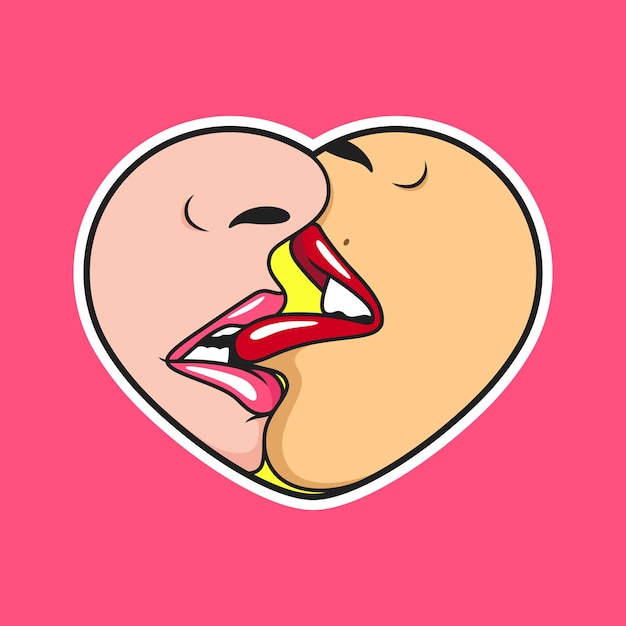Vetor ilustração de beijar com vetor de amor símbolo ícone conceito isolado vetor premium