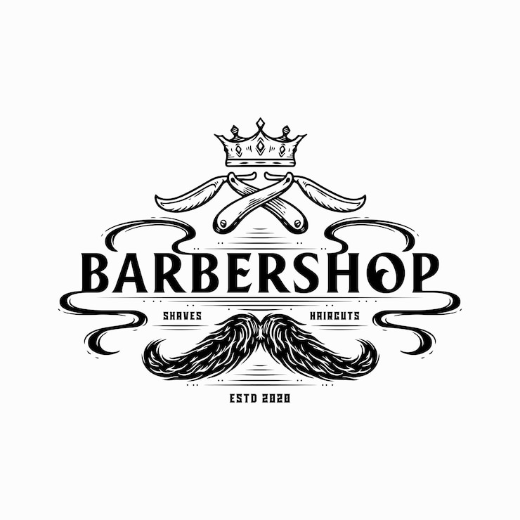 Vetor ilustração de bigode projeto de logotipo de barbearia cor preta em fundo branco