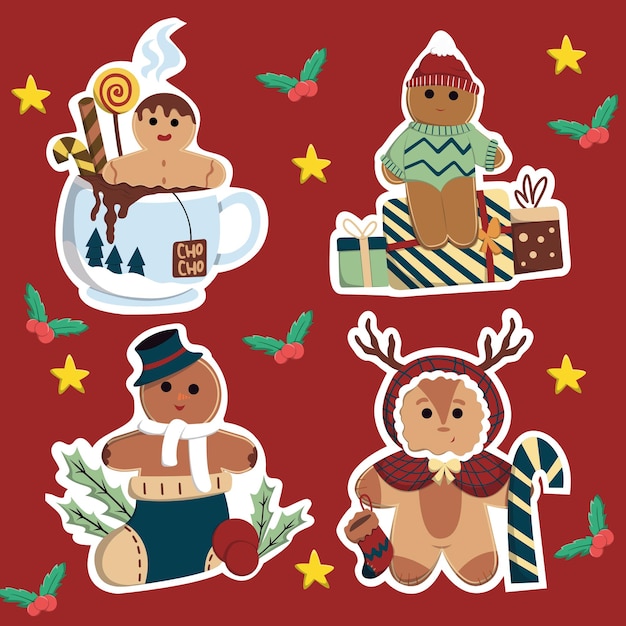 Vetor ilustração de biscoitos de pão de gengibre de natal