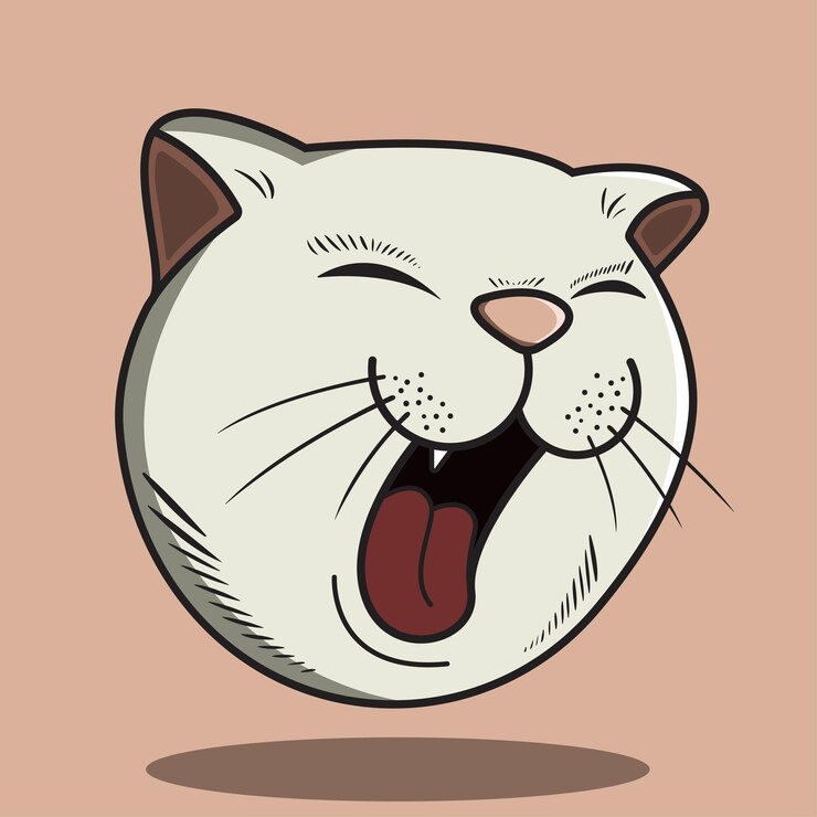 Vetor ilustração de bocejo de cabeça de gato bonito vector arte de bocejo de cabeça de gato
