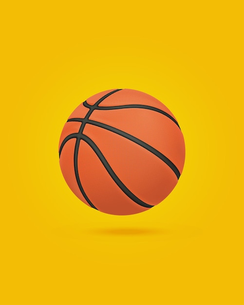 Ilustração de bola de basquete em fundo isolado, vetor 3d.