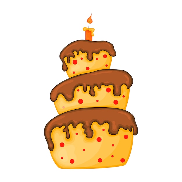 Ilustração de bolo de desenho animado com vela. feliz aniversário.