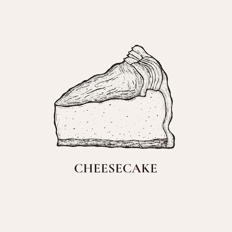 Vetor ilustração de bolo de queijo desenhado à mão ilustração de bolo para logotipo e design de embalagem