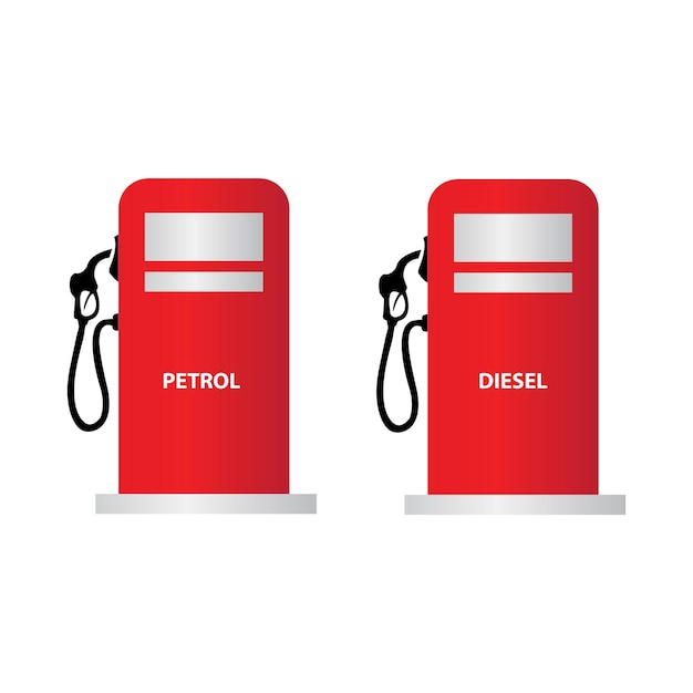Ilustração de bombas de combustível a gasolina e a diesel
