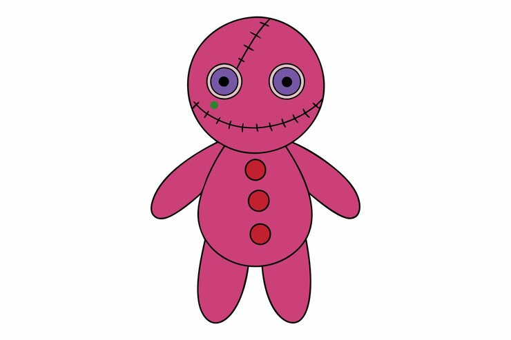 Vetor ilustração de boneca assustadora de kawaii