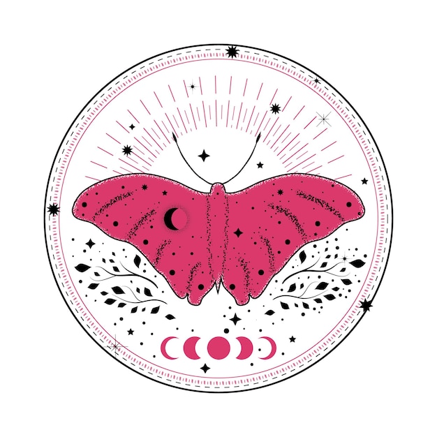 Ilustração de borboleta em estilo de dupla exposição ilustração boho