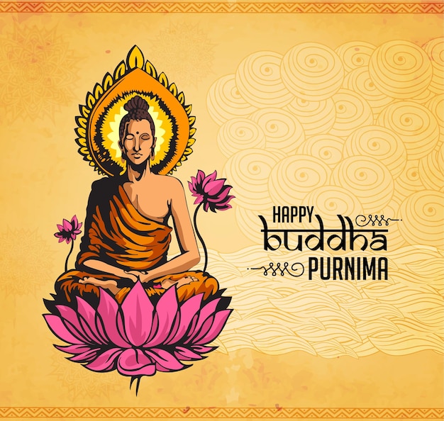 Ilustração de Buddha Purnima Background com design agradável e criativo
