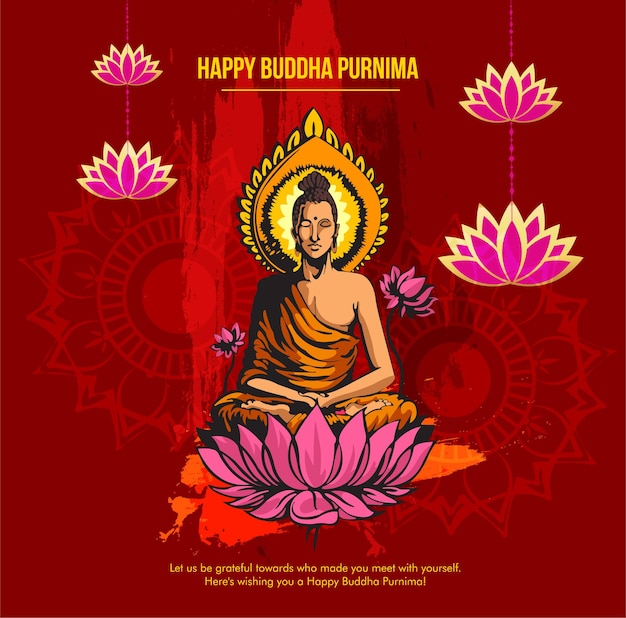 Ilustração de Buddha Purnima Background com design agradável e criativo
