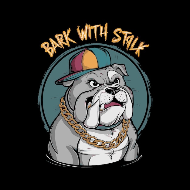 Ilustração de bulldog para design de camiseta