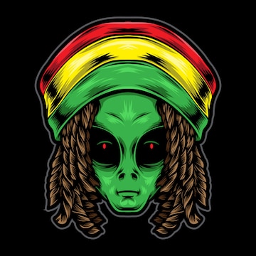 Ilustração de cabeça alienígena de reggae, Vetor Premium