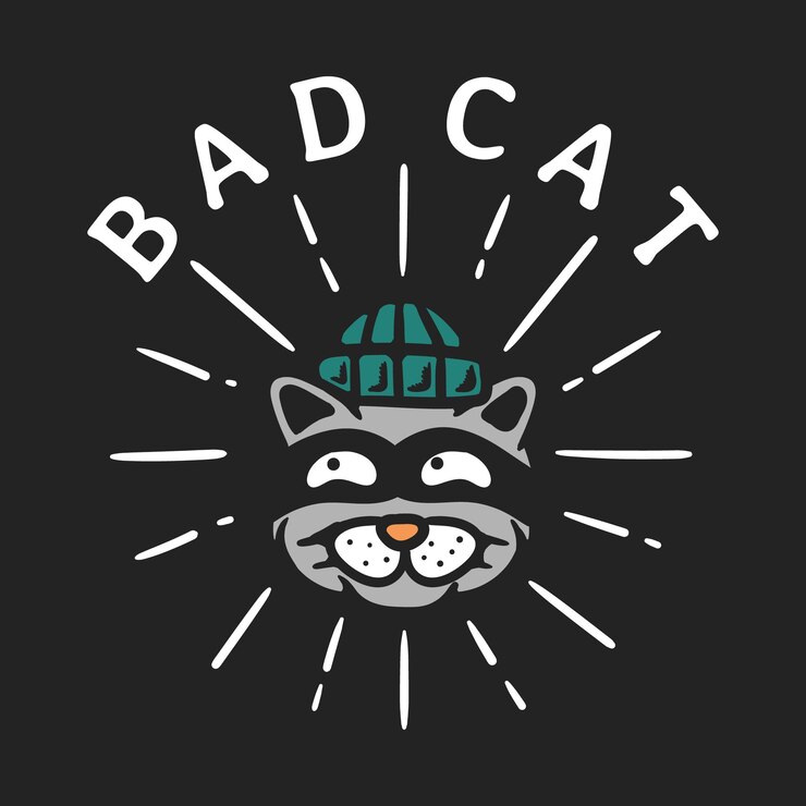 Vetor ilustração de cabeça de gato ladrão de estilo vintage em fundo preto