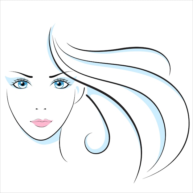 Vetor ilustração de cabeça de menina. olho, orelha, cabelo, lábios, pescoço