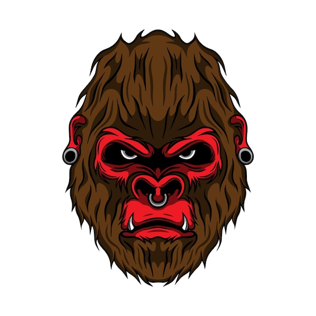 Ilustração de cabeça desenhada à mão de gorila premium