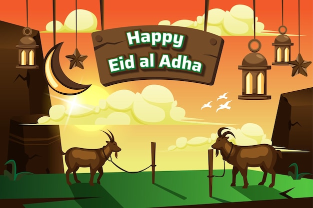 Ilustração de cabra de desenho animado eid al adha