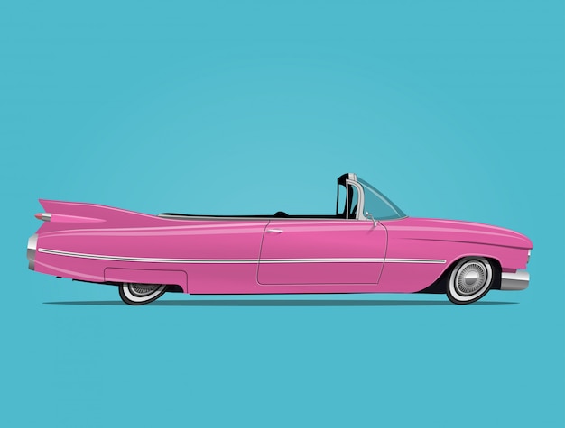 Ilustração de cabriolet carro retrô rosa