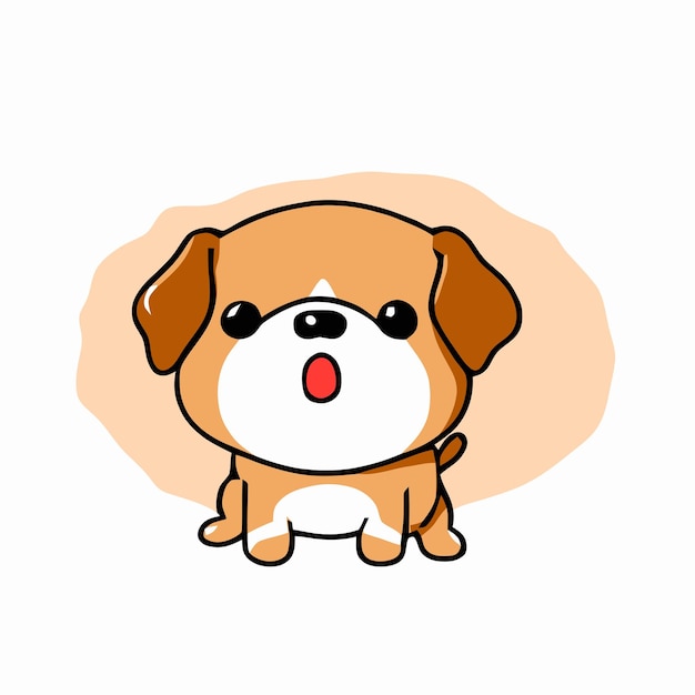 Ilustração de cachorro fofo estilo de desenho vetorial de cachorro kawaii  chibi desenho de cachorro