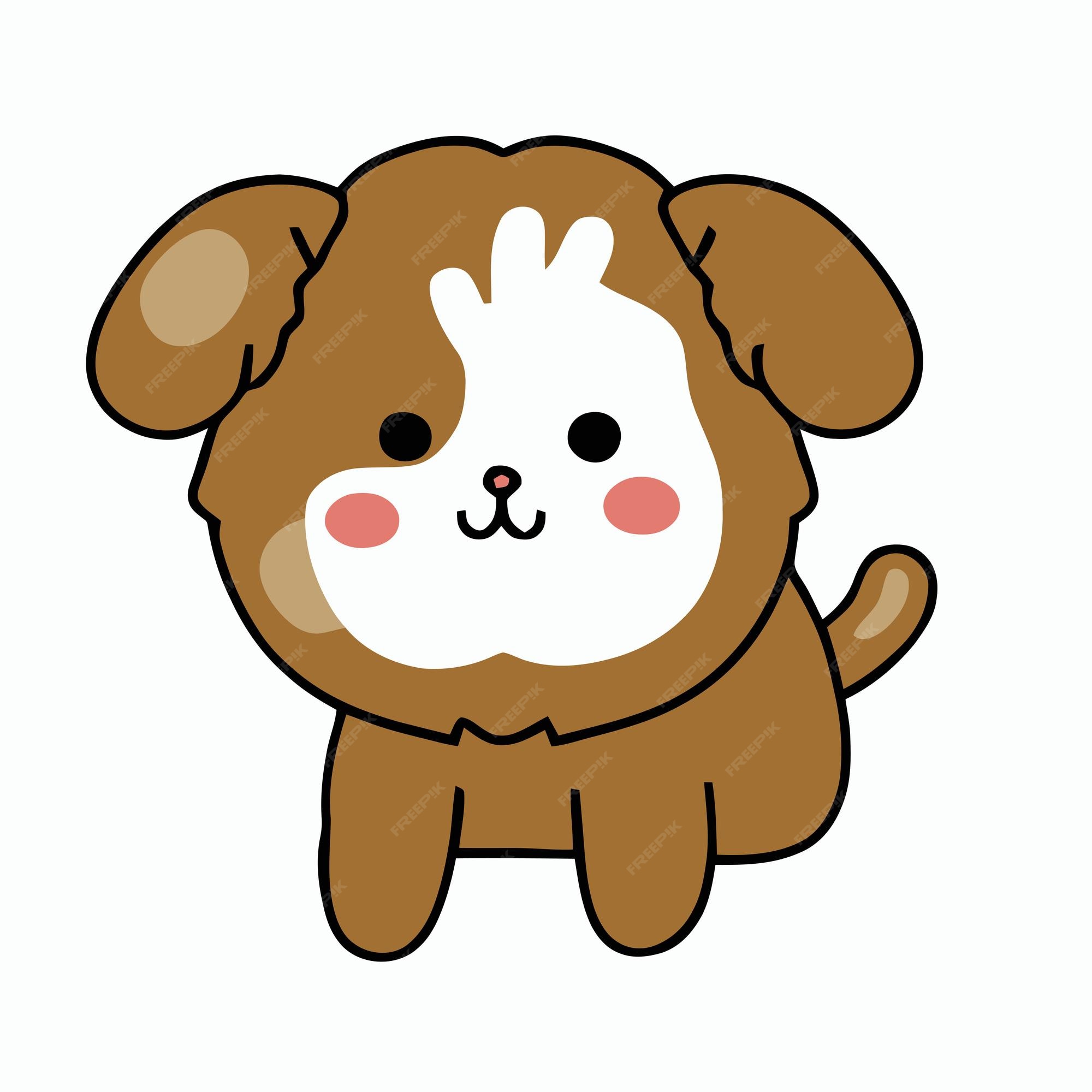 Crie um desenho de cachorro fofo em estilo kawaii