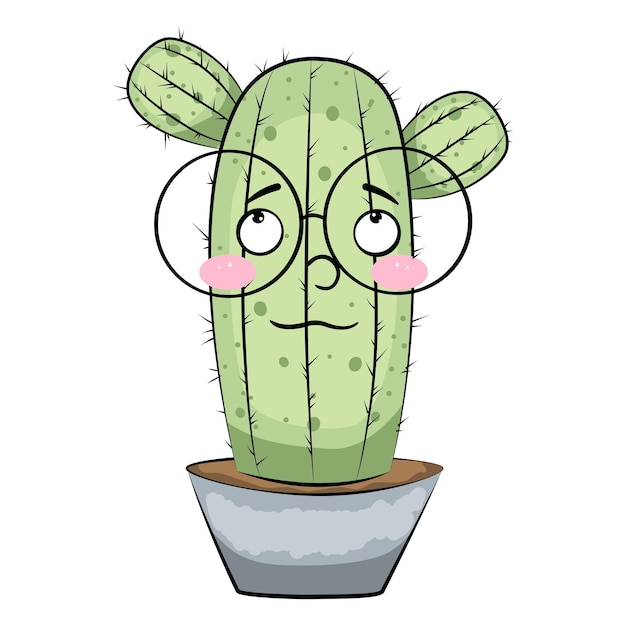 cacto simples desenhado à mão bonito. planta de casa em um clipart de pote.  ilustração de cactos isolada no fundo branco. doodle em casa aconchegante.  6400657 Vetor no Vecteezy