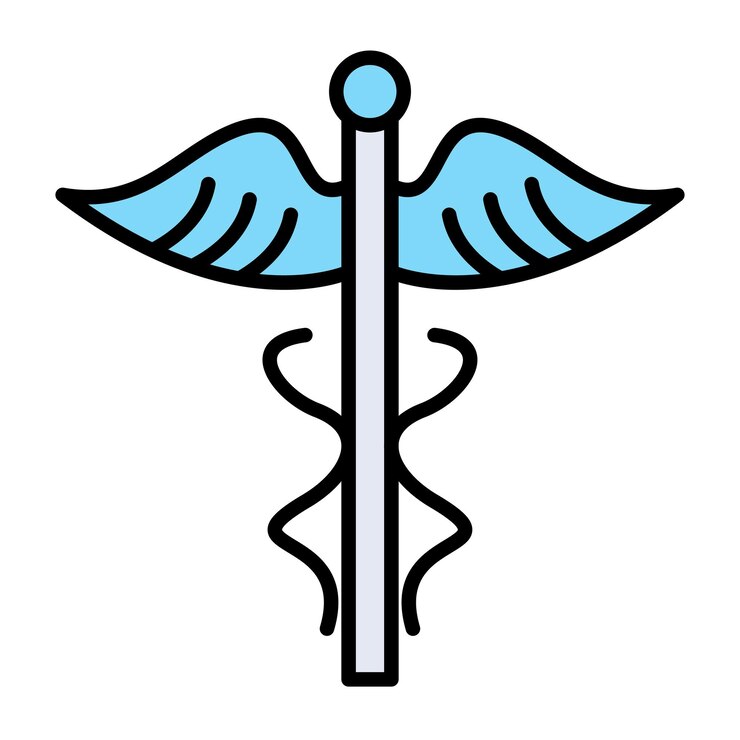 Vetor ilustração de caduceus flat