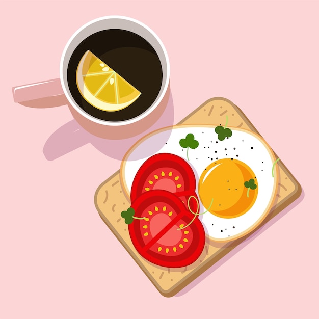 Ilustração de café da manhã em cores diferentes