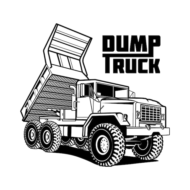 Vetor ilustração de caminhão basculante isolada no fundo branco
