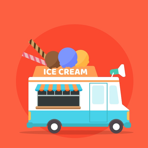 Ilustração de caminhão de sorvete