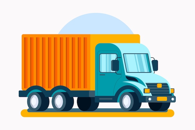 Ilustração de caminhão de transporte de design plano