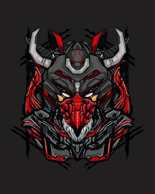 Ilustração de camiseta de personagem Mecha Skull