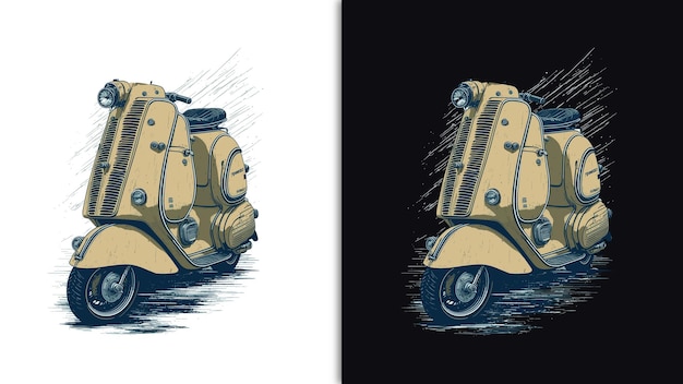 ilustração de camiseta vetorial de motocicleta retrô