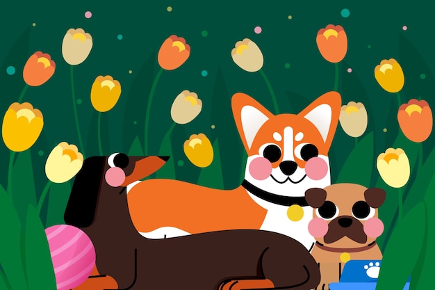 Ilustração de cão de desenho animado desenhada à mão